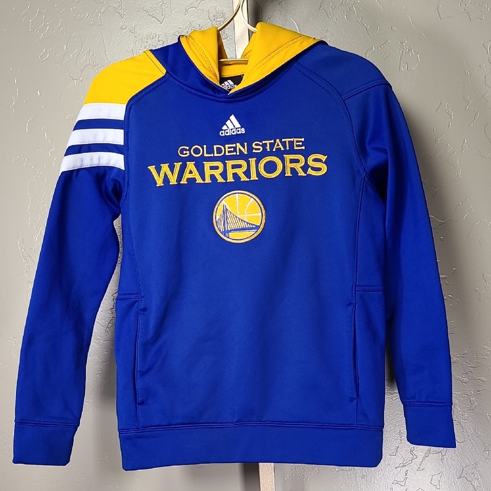 Adidas Blue Yellow Golden State Warriors Hoodie Sweatshirt Youth Boy Girls Med